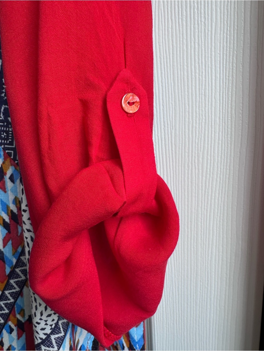 bobeau Red Multi-Pattern Geometric Raglan Blouse - Picture 6 of 15